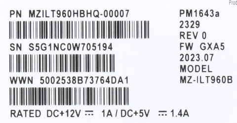 Dysk SSD Samsung PM1643a 960GB 2.5" SAS 12Gb/s MZILT960HBHQ-00007 (DWPD 1)