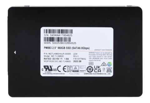 Dysk SSD Samsung PM883 960GB SATA 2.5" MZ7LH960HAJR-00005 (DWPD 1.3)