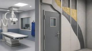 zabezpieczenia radiologiczne w gabinecie RTG – ściana z ołowiem i drzwi ołowiowe