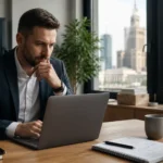 Jak założyć firmę w Polsce 2026 - przedsiębiorca przy laptopie wypełnia formularz CEIDG