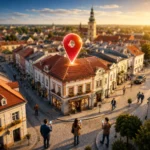 Pozycjonowanie lokalne 2026 - mała firma wyróżniona w Google Maps na tle polskiego miasta