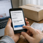 Klient płaci za zakupy online w telefonie wybierając płatność odroczoną BNPL na ekranie checkoutu
